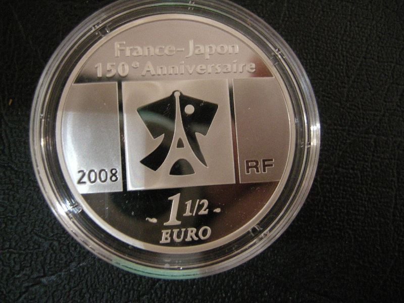 (afbeelding voor) 1½ Euro Frankrijk 2008 Proof 150 jaar Handelsverdrag JAPAN